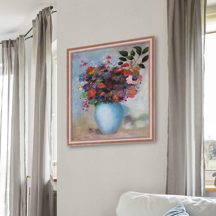 Overstock Art Flowers In A Turquoise Vase, 1912 Framed On Canvas by